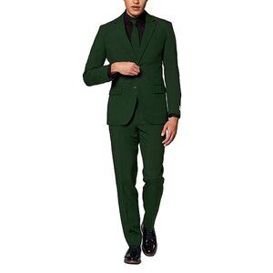 Opposuits Men's Slim Fit Solid Suit & Tie Set (3 pieces) - Green Sz 44 925118